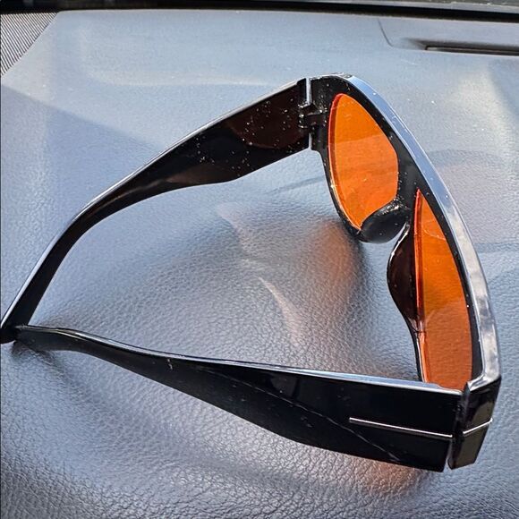 Pilot Sunglasses Bronson Unisex Black Frame Orange Red Lense Oversized Unbranded main image 4